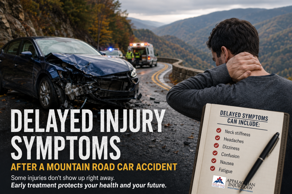 delayed injury symptoms after a mountain road car accident